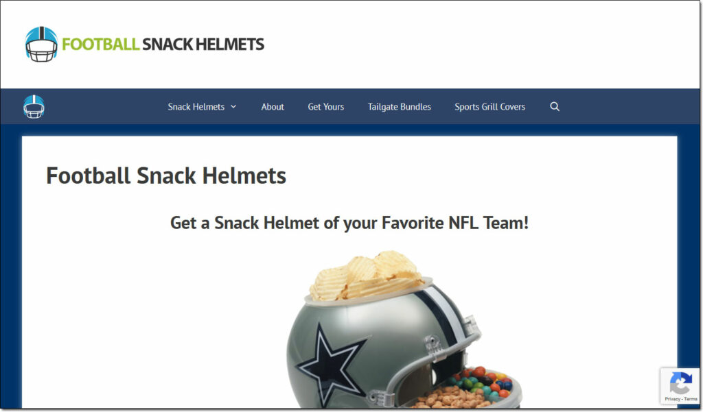 Football Snack Helmets Website