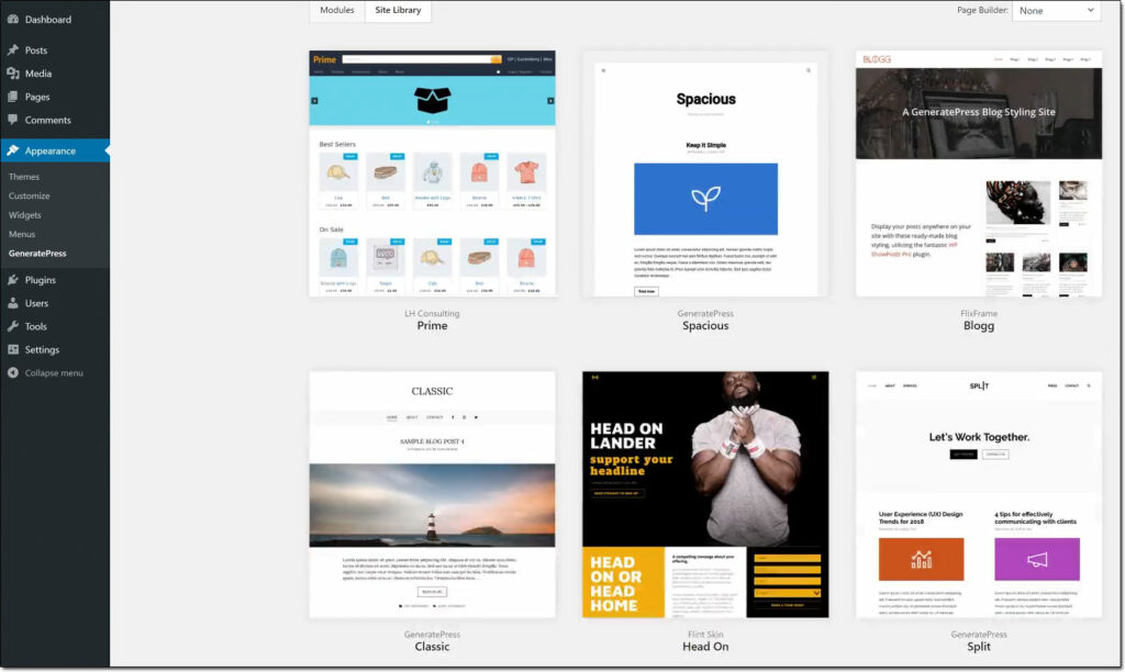 GeneratePress Site Library