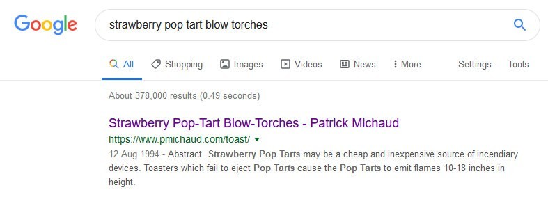 Aged Google Search Result